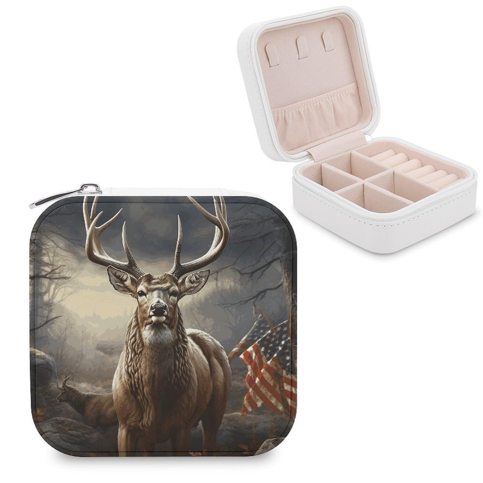 VstaDank Deer Hunting Season Jewelry Box Beautiful Portable Ring Boxes Cute Large-Capacity Jewelry Case Jewelry Organizer for Mothers Gifts for Earrings Rings Hand Bracelet
