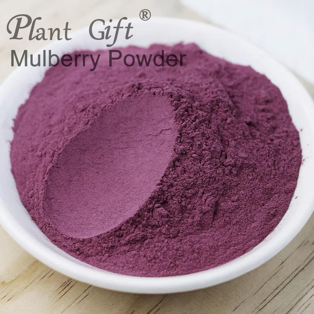 Plant Gift 100% Pure Mulberry Powder 桑葚粉 Polvo dietético natural, excelente sabor para bebidas, batidos y bebidas, polvo no GM - sin relleno, sin aditivos, yogur y más 100g / 3.25o