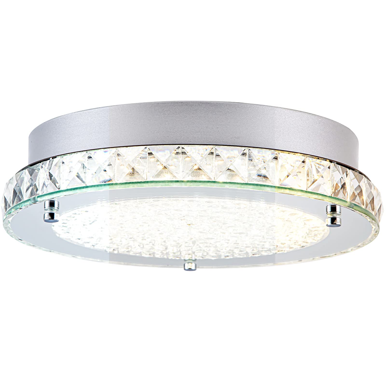 Lzawvm Flush Mount Ceiling Light Modern LED Bedroom Lights for Ceiling Upgraded 3000/4000/5000K Adjustable 1980 LM Crystal Chandelier Dimmable Ceiling Lamp for Kitchen Hallway Bathroom ETL