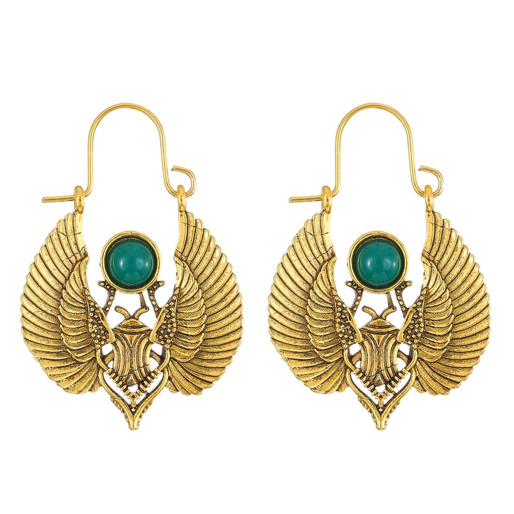Vintage Egyptian Inspired Sacred Scarab Earrings For Gypsy Tribal