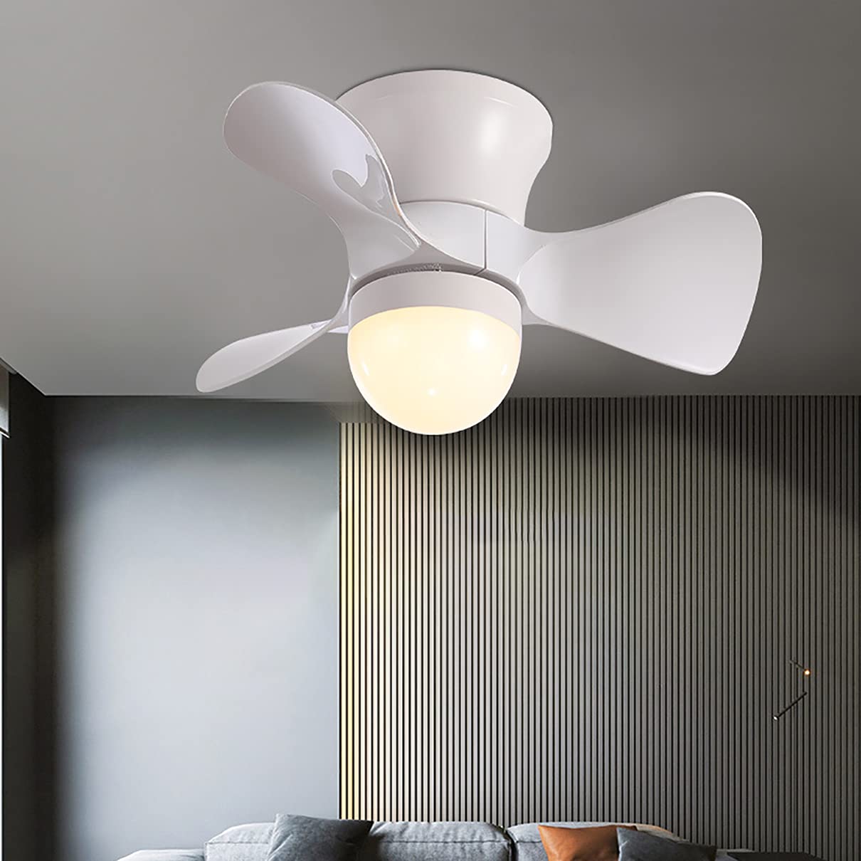 Ventilatore A Soffitto Con Luce LED Tondo, 50cm, Silenzioso, Dimmerabile, Telecomando, 6 Velocità, Per Camera Bambini - 2
