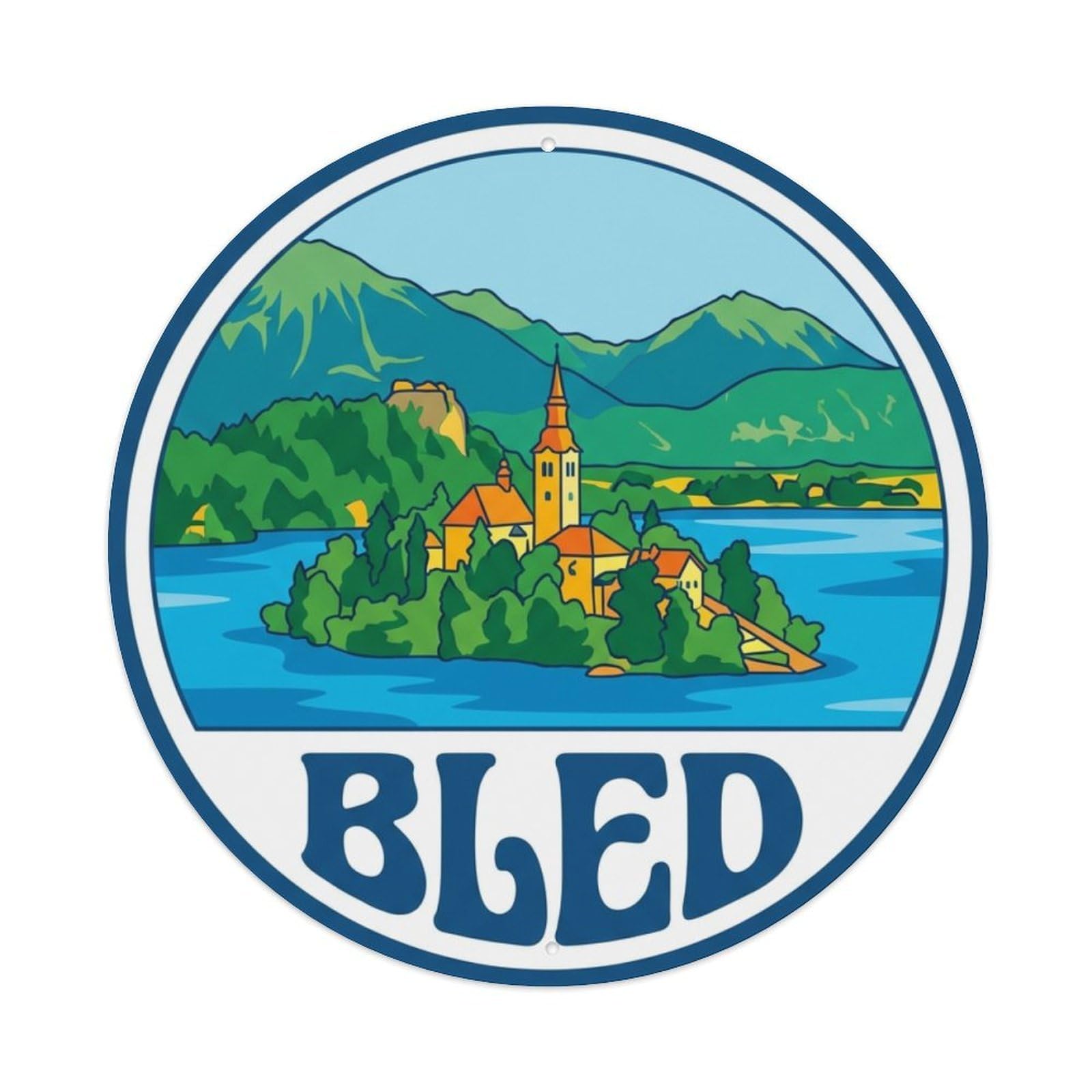 Metal Tin Sign Retro Travel Slovenia Bled