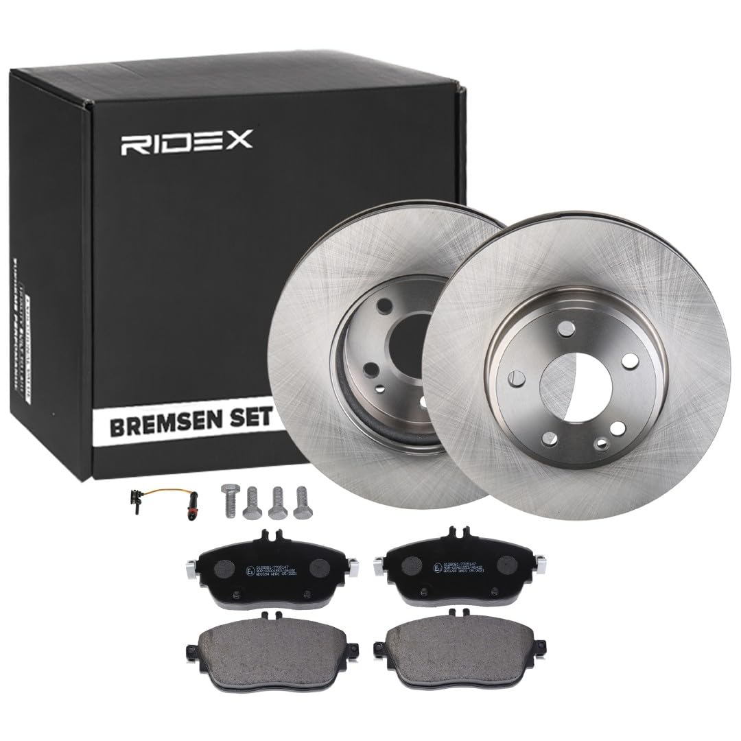 RIDEX 3405B1523 Juego para eje Kit de discos de freno y pastillas Delantero sin tornillos