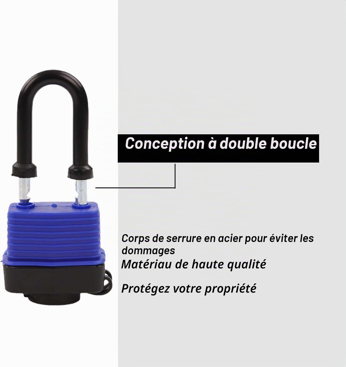 SEPOX® Cadenas d'extérieur 40MM résistant aux intempéries même clé, corps de serrure en acier robuste avec couverture bleue étanche, tige longue, 6 serrures avec 12 clés identiques