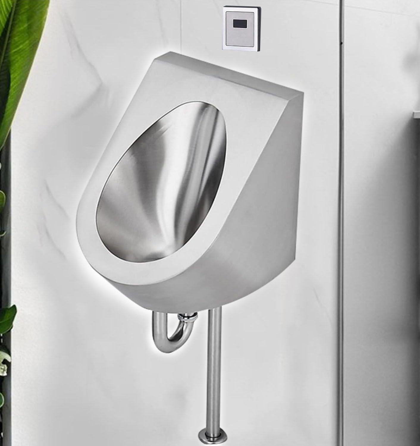 OTQEFTN Commercial Washout Urinal,Wall Mounted Men's Bathroom Urinal,Induction Flusher,Public Toilet Urinals,Stainless Steel Urinal for Bar Hotel Shop