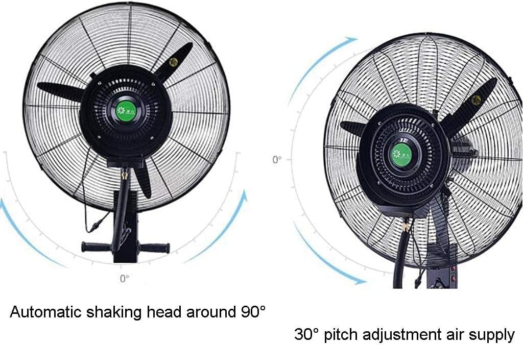 Industrial Misting Pedestal Fan Stand Fan Adjustable Height and Tilt Dc Motor Automatic Water with speed controller with Water Tank, Copper-82cm