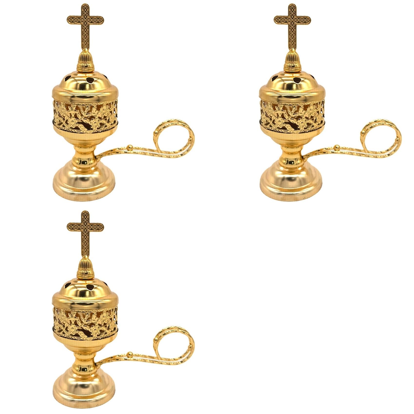 Vjsujehgy 3X Charcoal Incense Burner Gold Incense Holder Charcoal for Incense Burner Censer Incense Burner Catholic Incense Burner