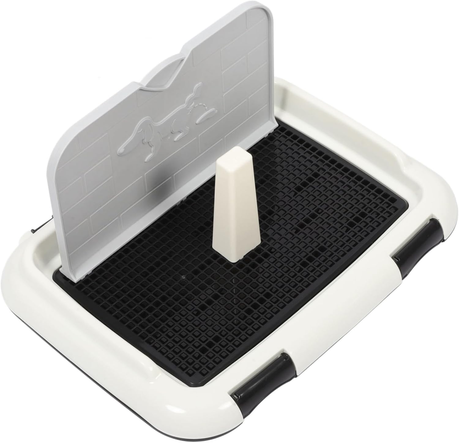 BESTonZON Durable Plastic Indoor Dog Potty Tray with Raised Walls for Puppy Training and Small to Medium Dogs Sturdy Mesh Pet Toilet Holder for Home Office Kitchen Bathroom Use