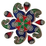 Diwali Decorations Wooden Handmade Rangoli - 11 Piece - EthnicAvenue