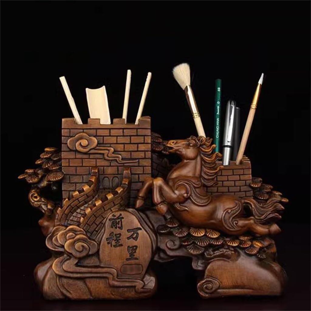 Décoration porte-stylos, boîte de rangement pour papeterie de bureau, porte-stylo décoratif chinois, seau, fournitures de bureau