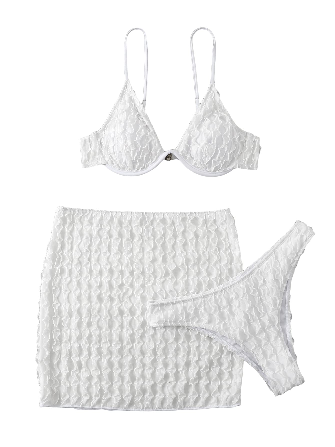 Size M SOLY HUX Bikini Sets for Women 3 Piece Swimsuits Underwire Bikini Bathing Suit with Beach Skirt Cover Up