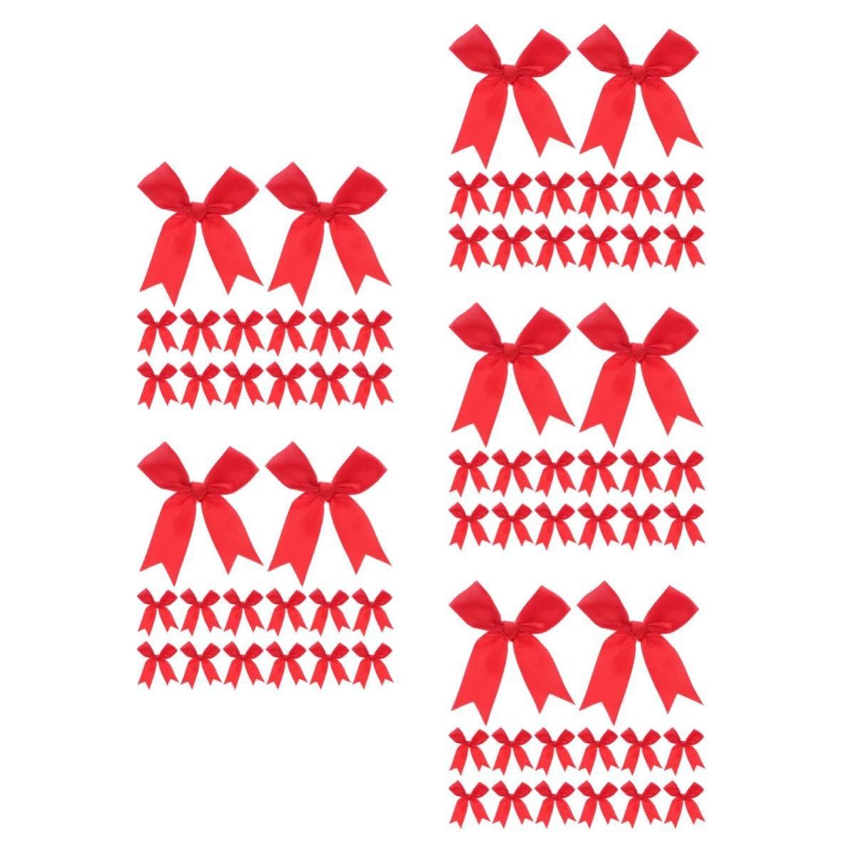 Healvian 250 Stück Handgefertigte Rote Kleiner Schleifen aus Polyester mit Vorgebundener Befestigung für Tortendekoration und Süßigkeitentüten zu Weihnachten und Hochzeit