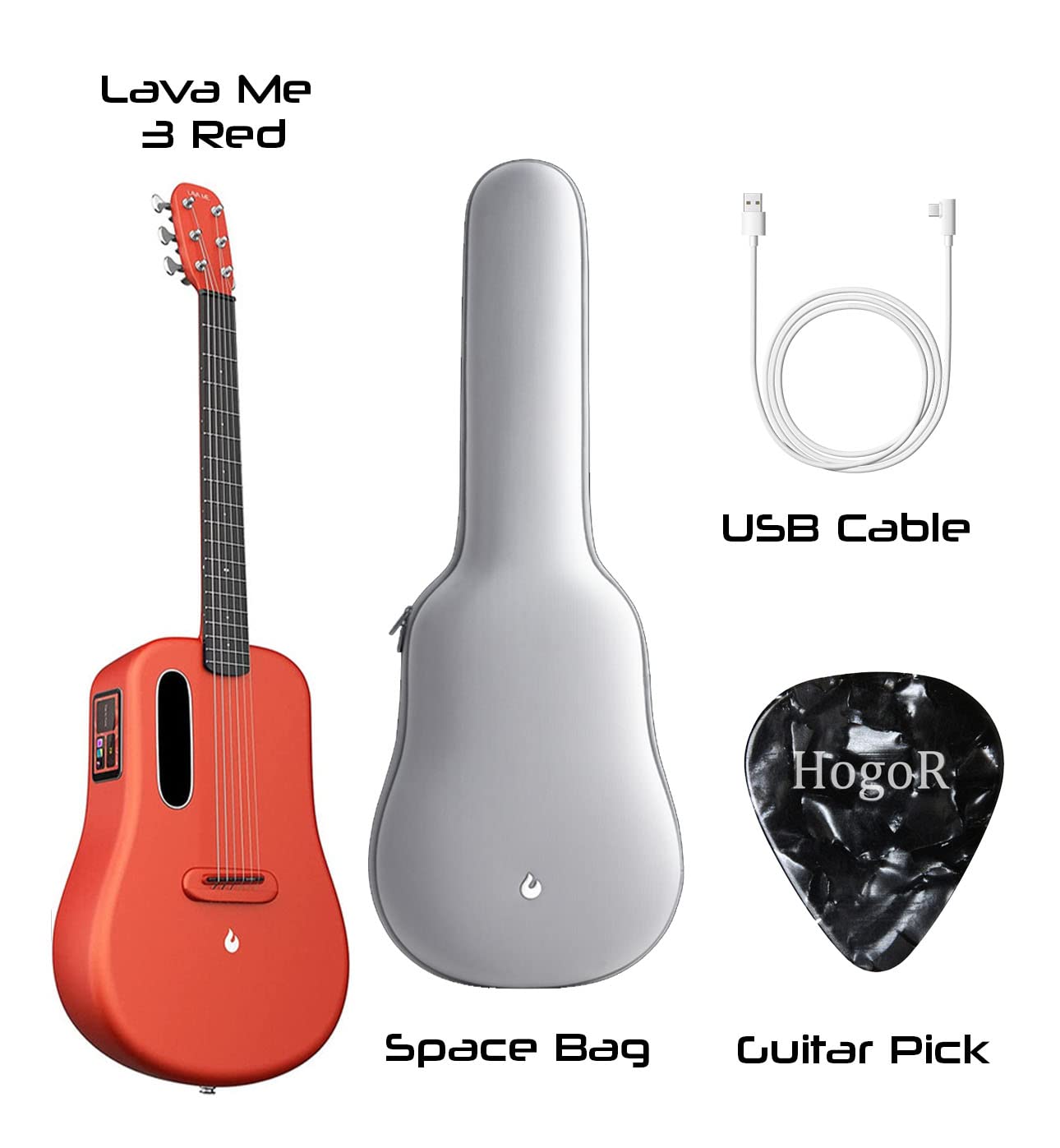 Amazon.com: LAVA ME 3 Red Carbon Fiber Smart Guitar 38