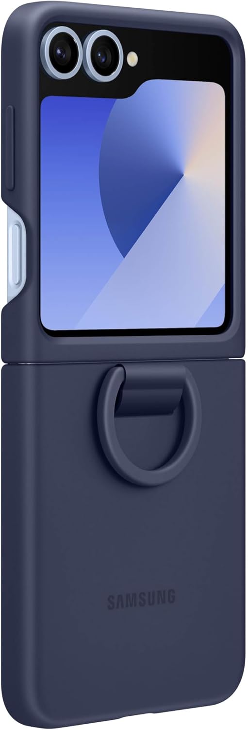Samsung Galaxy Z Flip 7 FE, Flip 6 Silicone Phone Case, Protective Cover with Built-in Ring, Nonslip Grip, Slim, Soft, Comfortable Design, US Version, Navy