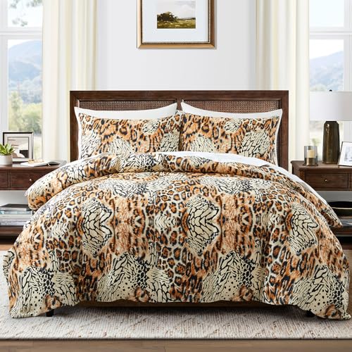 LYJKLST Housse de Couette Rayures du Tigre 3 Pièces 180 x 200 cm avec 2 Taies d'oreiller 65x65 cm Tigre Motifs Parure de Lit 180 x 200 cm Douce Respirable...