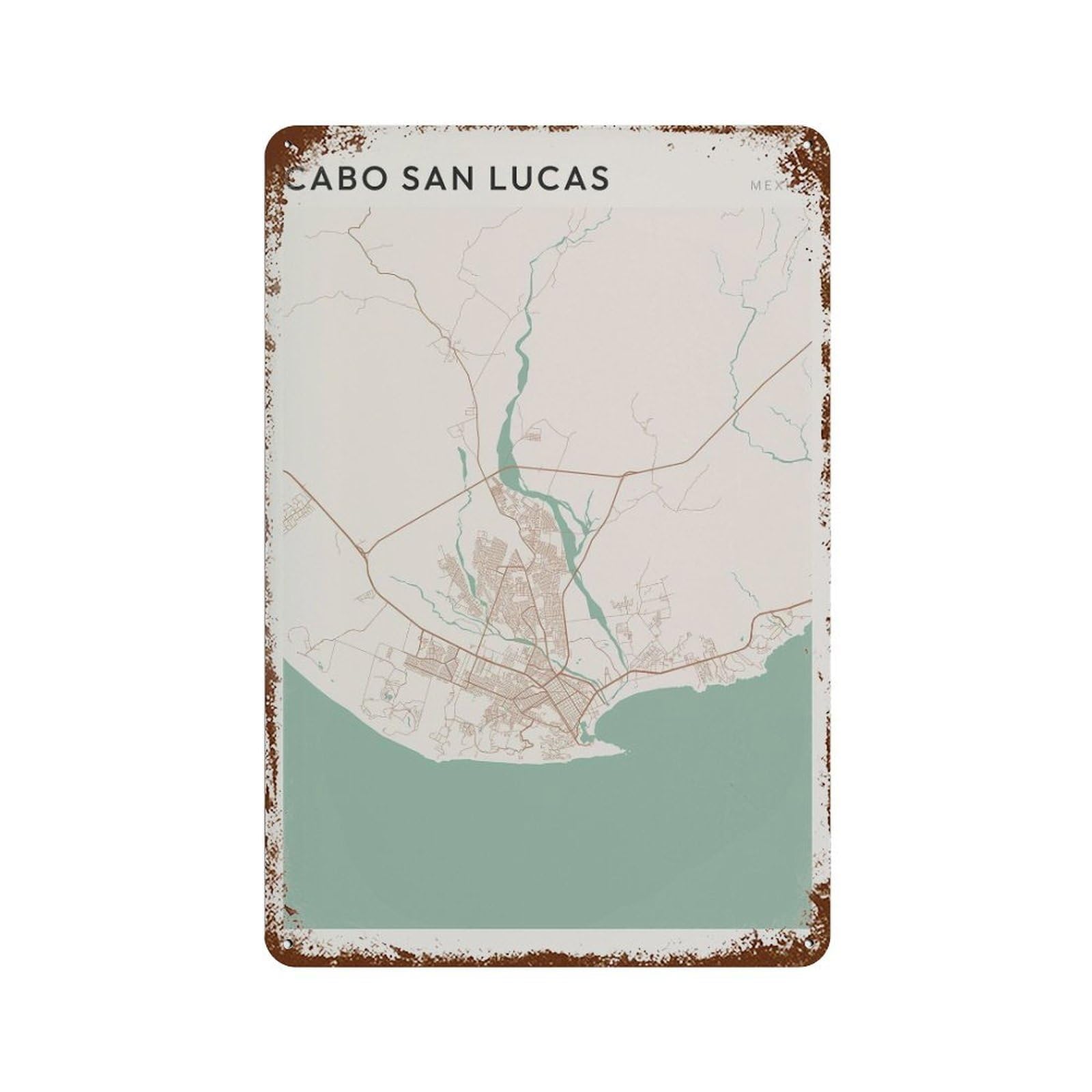 xiaoxiaoshen Cabo San Lucas Map Mexico Travel Gift Farmhouse Decor (2) Wall Decor Art Metal Tin Poster Modern Home Decor Art Home Bar Shop Decorations Vintage Sign 30x20cm