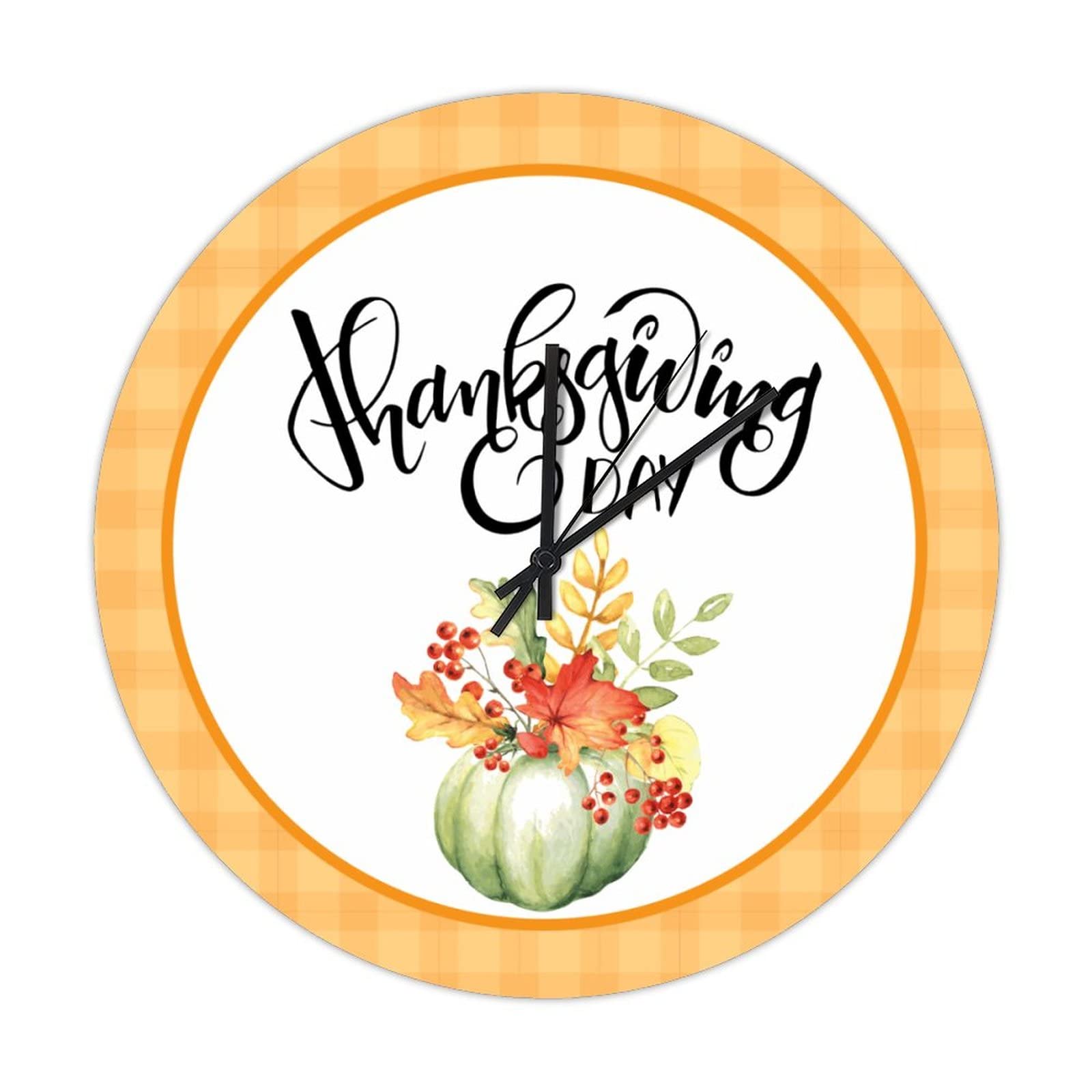 Décoration de cuisine : horloge en bois Thanksgiving et citrouille
