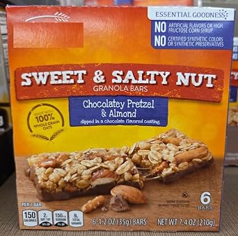 Mill-ville Sweet & Salty Nut Granola Bars Chocolatey Pretzel & Almond 7.4oz 210g Single Box