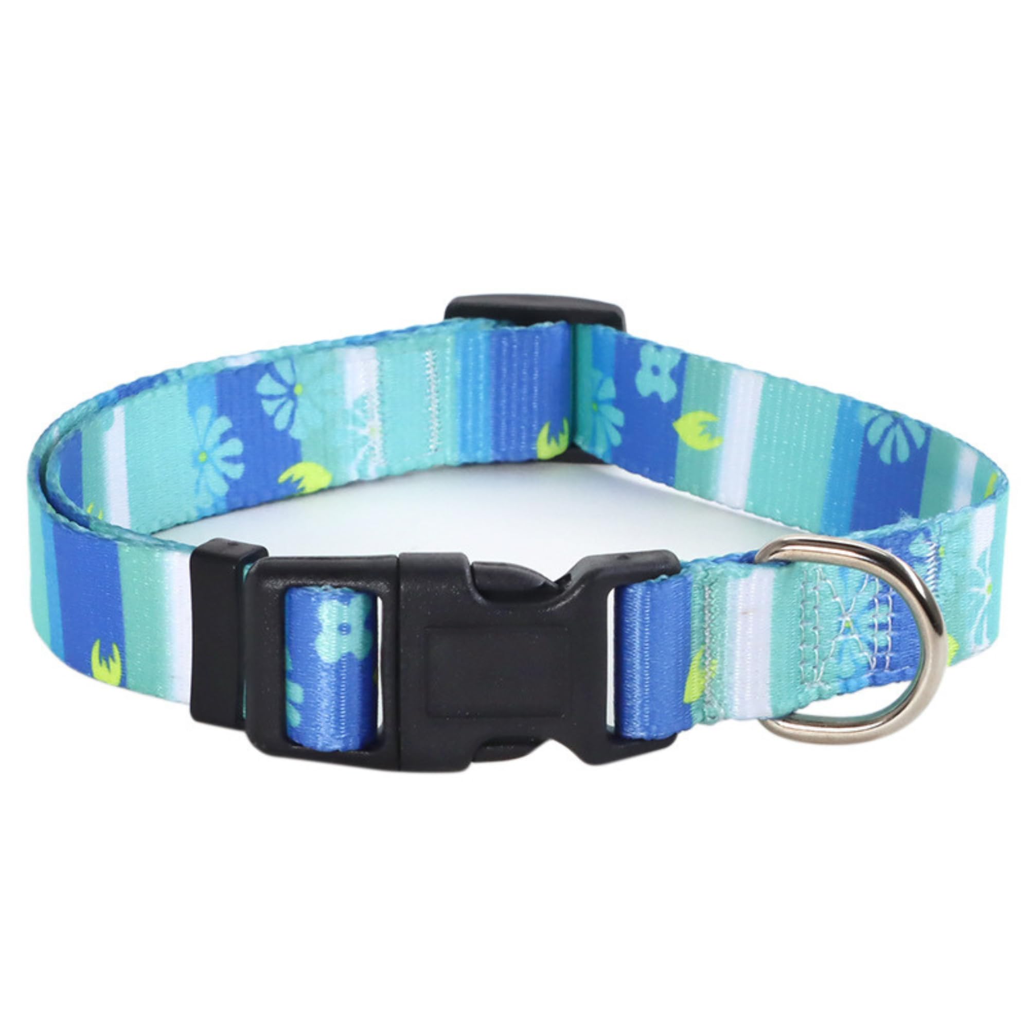 1 Stück Verstellbare Hundehalsband Blumen Muster Hunde Halsband Weich Nylon Material Hundehalsbänder für Hunde Training Verstellbare M(30-50CM) Hellblau