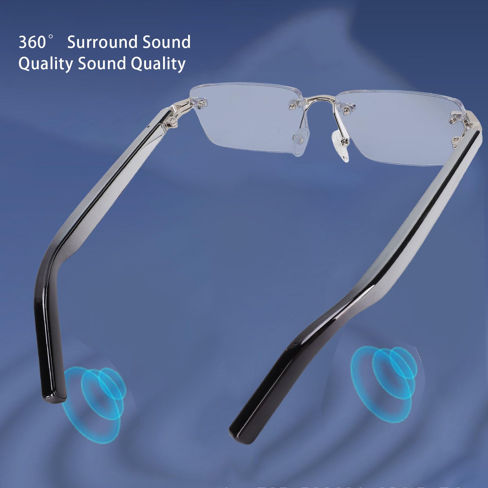 Lazmin112 Occhiali Intelligenti AI, Occhiali Senza Cornice Bluetooth 5.3 con Traduzione in Tempo Reale 160+ Lingue, Lenti Che Bloccano la Luce Blu per Viaggi D'affari