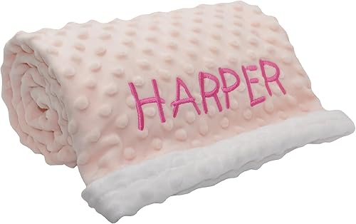 Manta de bebé personalizada, mantas de bebé rosa y blanco, unisex, mantas de bebé personalizadas para niños y niñas, manta de bebé personalizada
