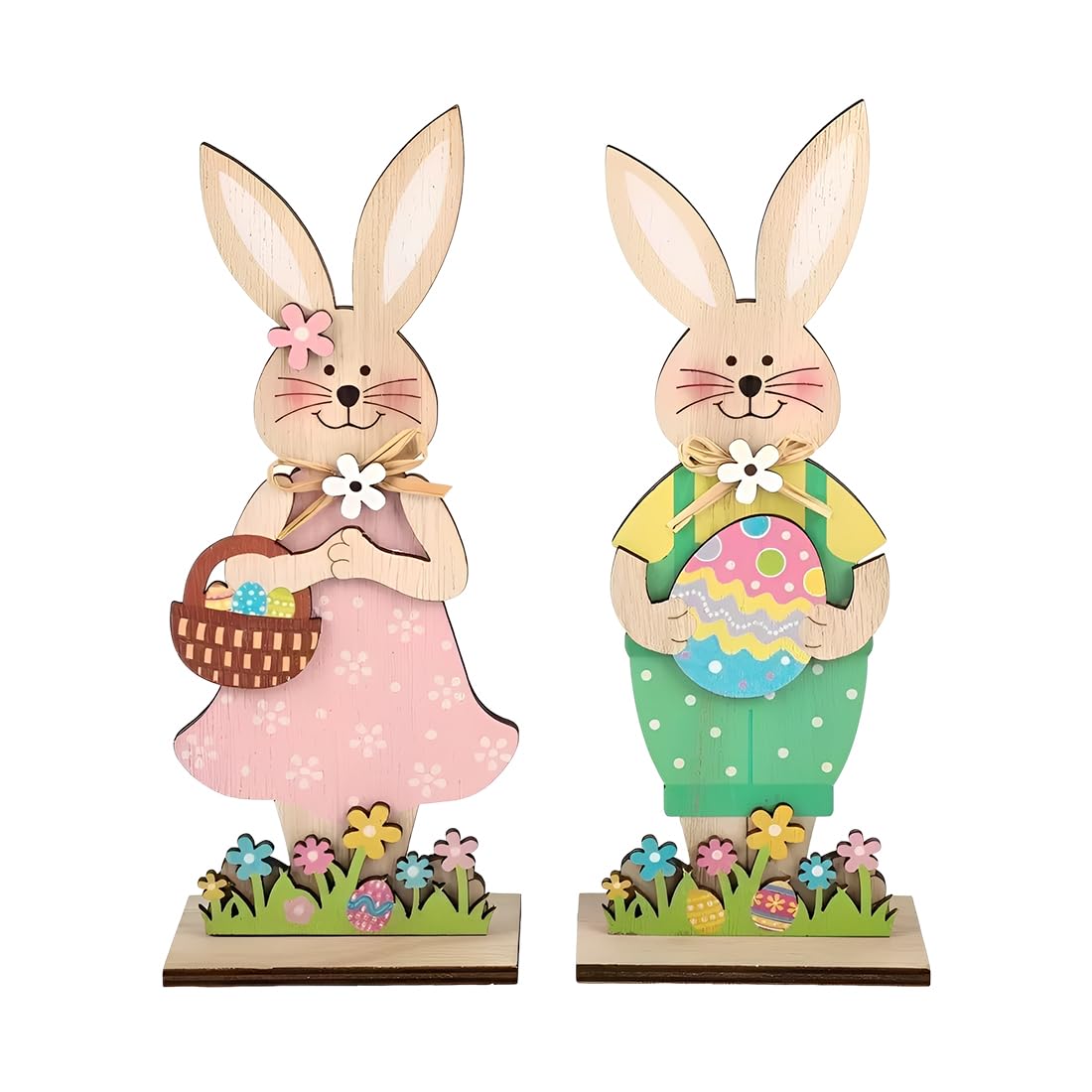 2 PCS Décoration de Lapin de Pâques en Bois