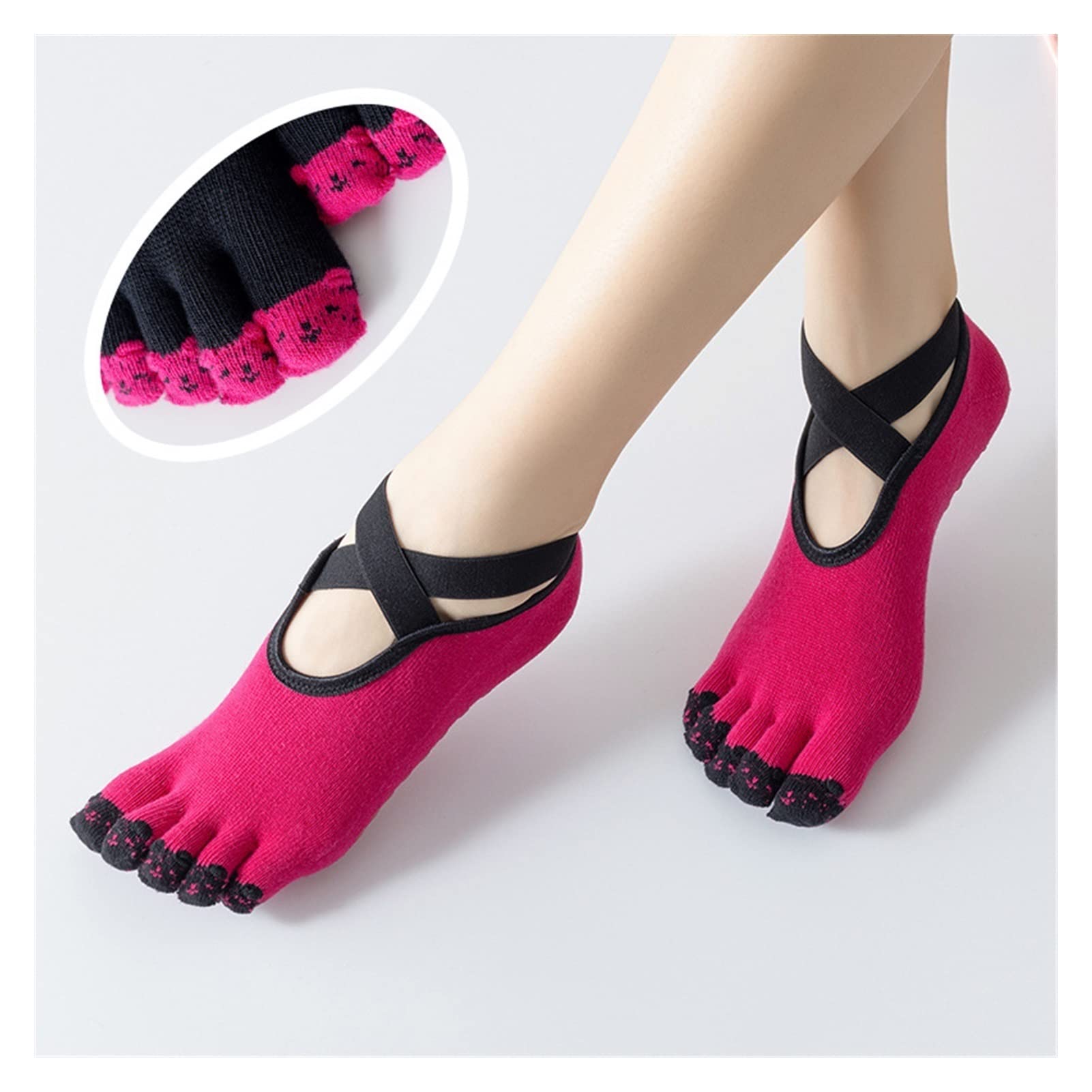 skarpety damskie Kobiety Pilates Skarpety Dziewczyna Skarpetki Yoga Silikonowe Non Slip Quick-Dry Sportswear Trening Balet Dance Sock 3 Pair Bawełna pończochy damskie(B)