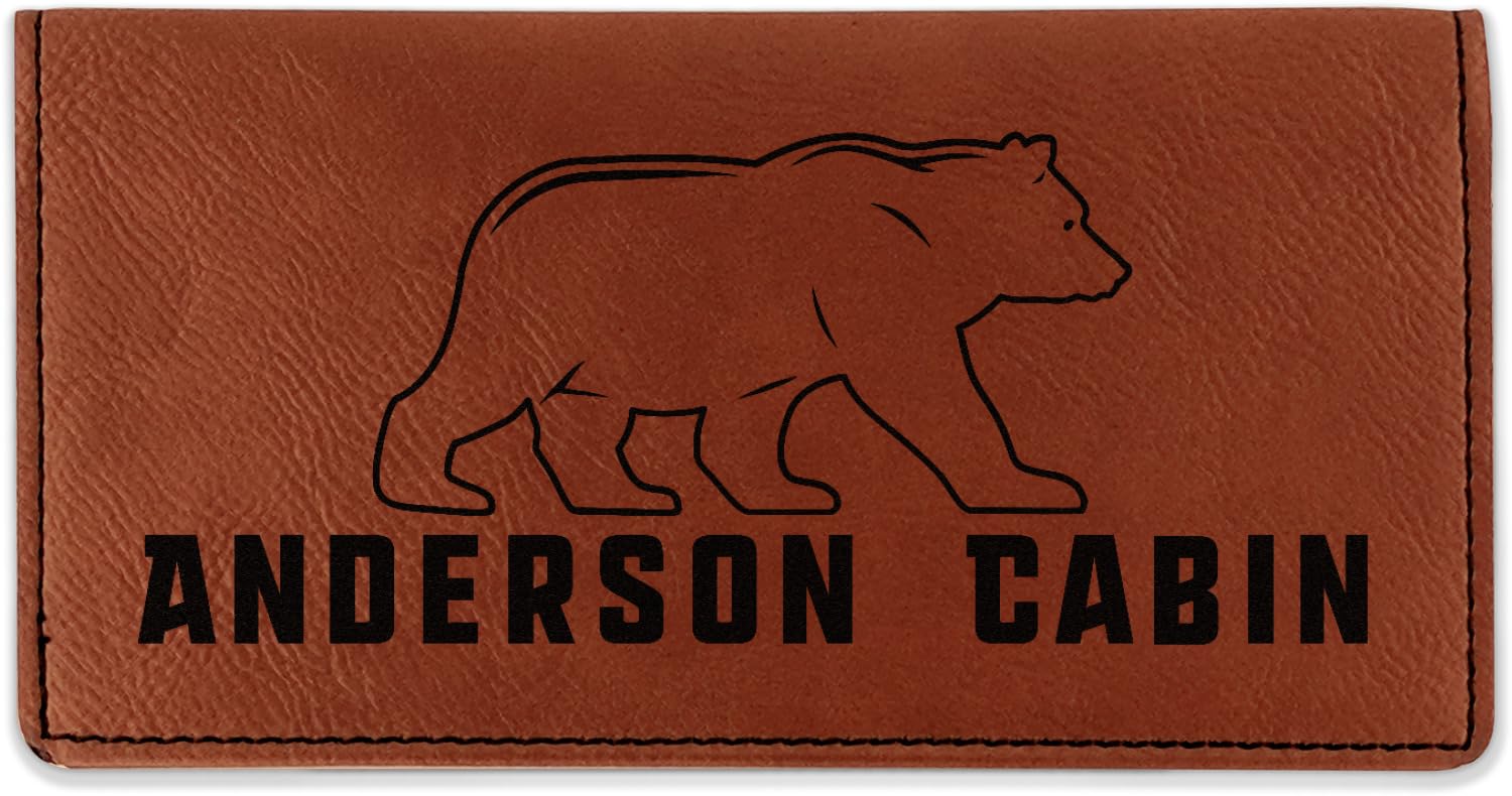 RNK Shops Personalized Cabin Leatherette Checkbook Holder - Double Sided