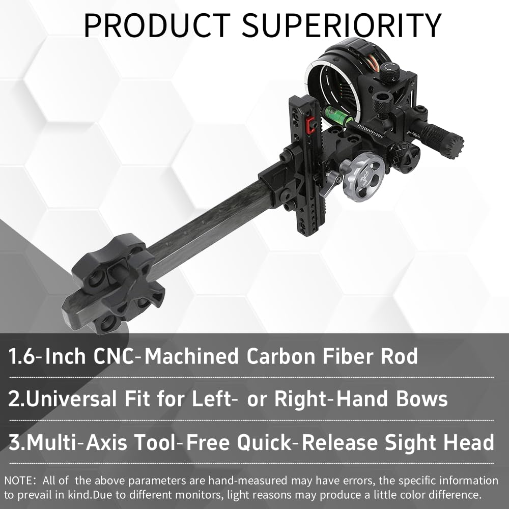Compoundbogen 5-Pin-Visier Beidhändig CNC-Carbonstange Vierfach verstellbar mit Durchmesser 45 mm 4x/6x/8x Linse Outdoor Jagd Schießen Bogenschießen