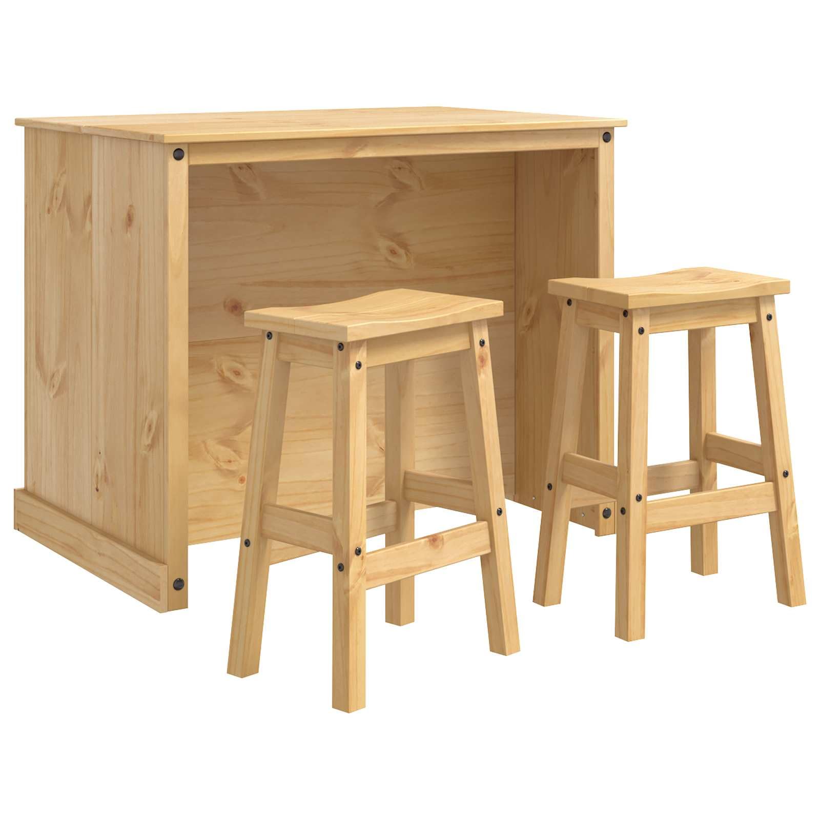 Wyspa kuchenna zestaw 3 szt. wosk miodowy drewno sosnowe 112 x 77