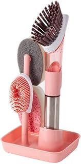 SVRITE Scrub Brush, Kitchen Cleaning Tools, Dishwashing Brushes, Liquid Soap Dispensers, Cleaning Agents, Long Handle Dishwashing Brushes, Dishwashing Pots, and Dishwashing Cloths (Color : Pink)