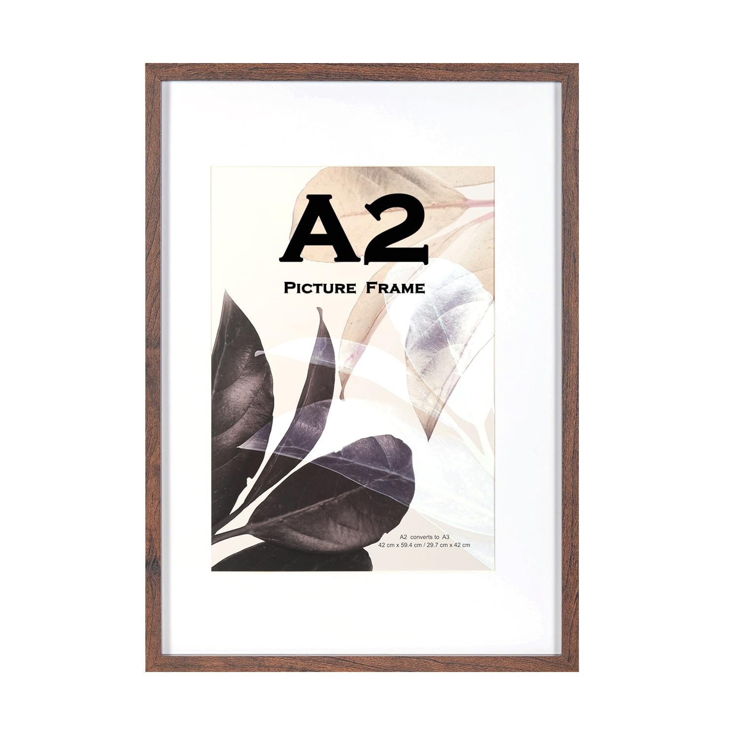 Scholar Tree Walnut A2(42x59.4cm) Photo Frames, Wooden Picture Frames A2 with Mount for A3 Frame, Wall Mountable