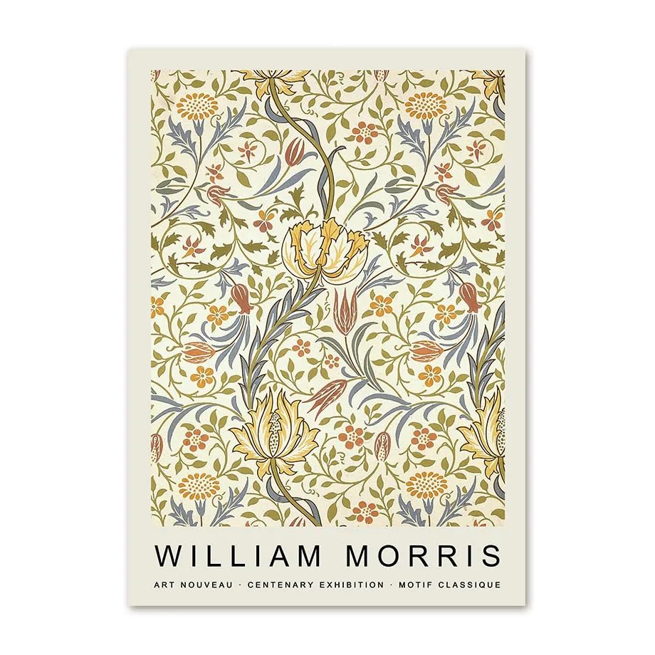GUyfamWilliam Morris Posters Leaf Flower Wall Art William Morris Prints William Morris Canvas Painting for Home Wall Picture Decor 50x70cmx1 No Frame