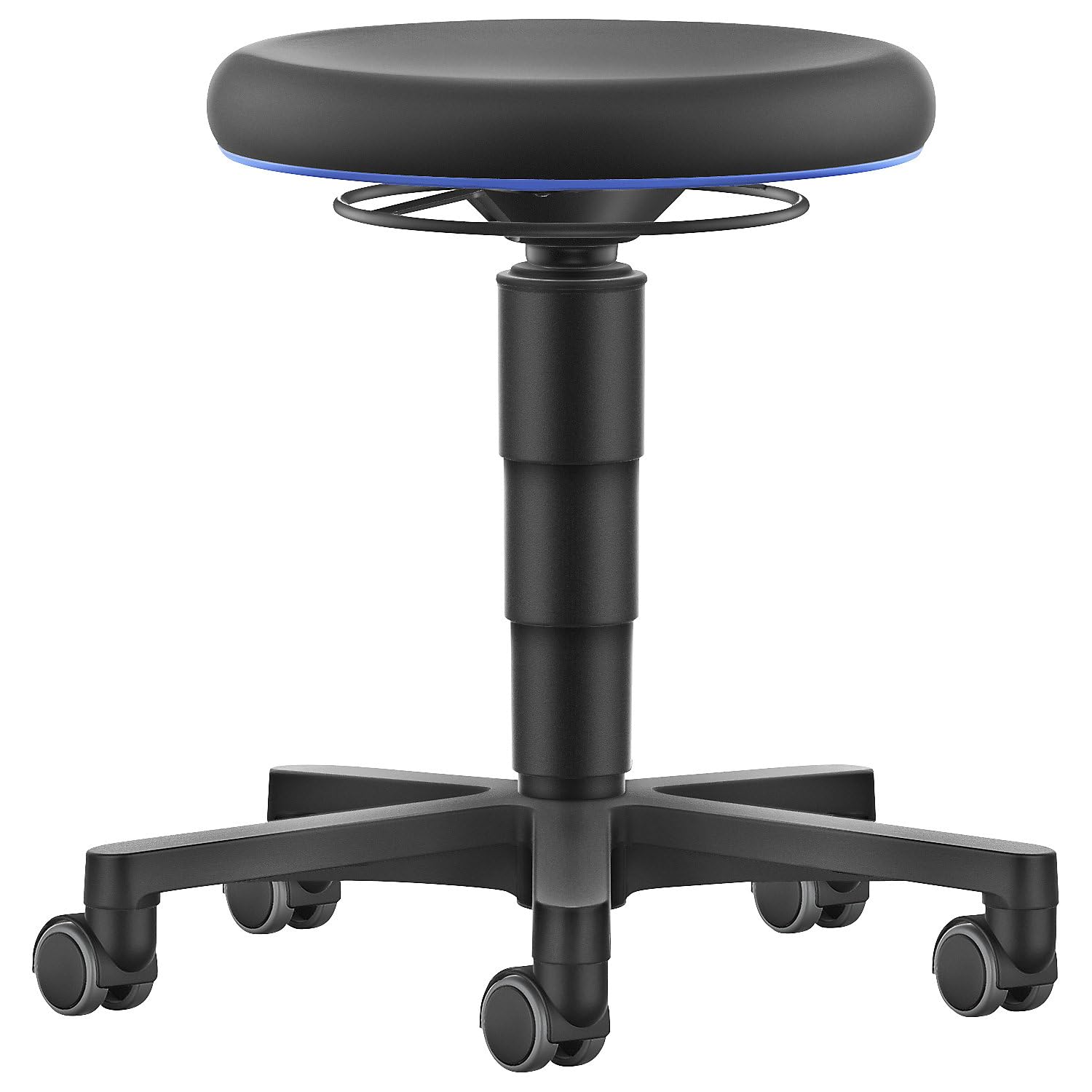 BIMOS | Sgabello Allround | con rotelle | PU espanso | anello blu