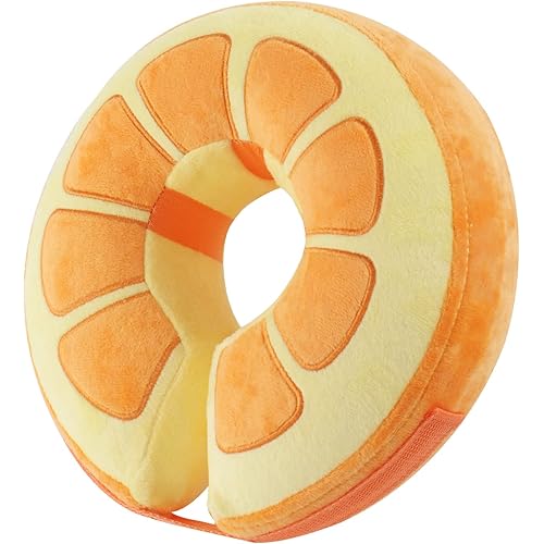 IEUUMLER Inflatable Recovery Dog Collar, Protective Donut Cone, Adjustable Soft Collar for Dog and Cat After Surgery Prevent from Biting & Scratching EU002 - Orange M