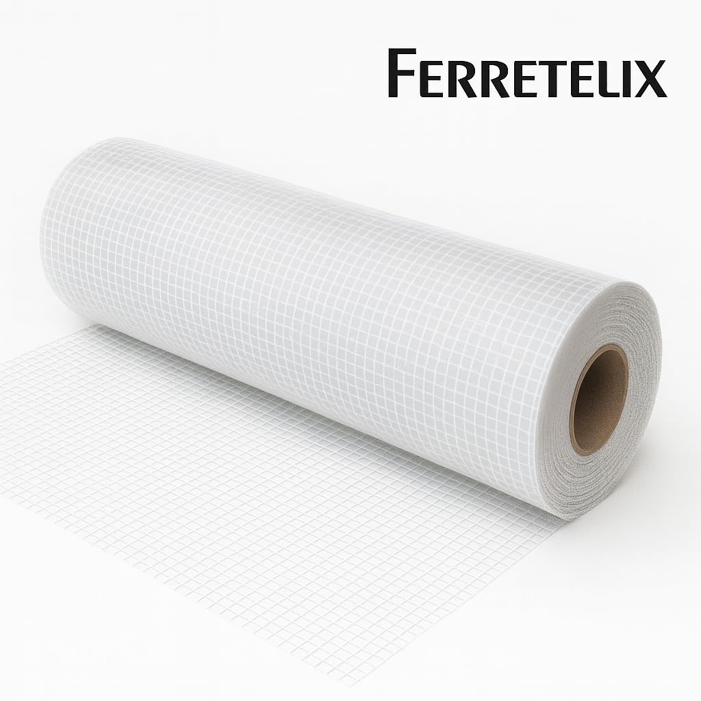 Ferretelix® Treillis en Fibre de Verre pour Enduits Professionnels Blanc 1 M x 50 M – Maille 5 mm x 5 mm