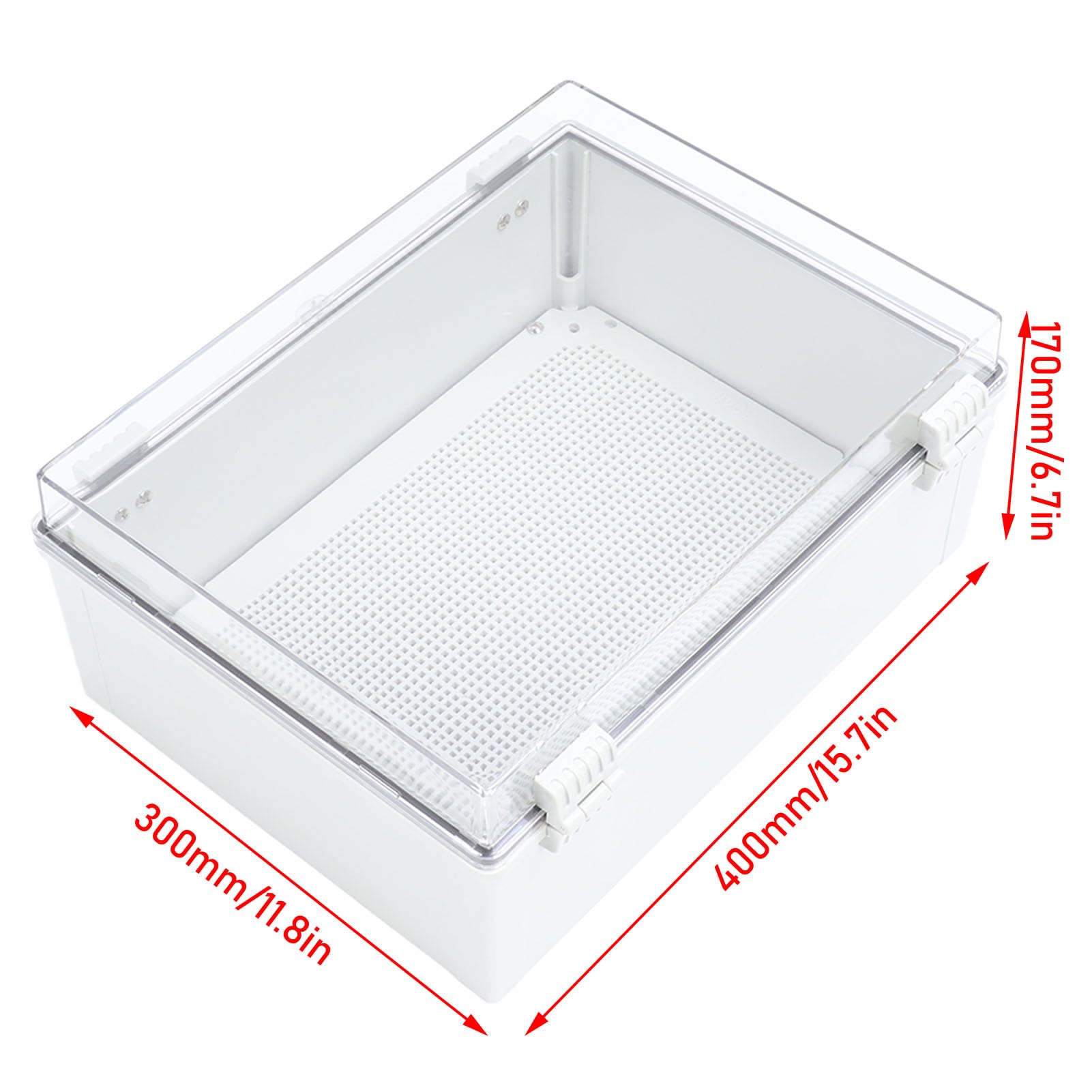 Caja de Conexiones Eléctricas 400x300x170 Mm con Cubierta Transparente, Caja de Proyecto IP66 para Exteriores Caja Eléctrica Impermeable para Bricolaje Caja de Plástico ABS para
