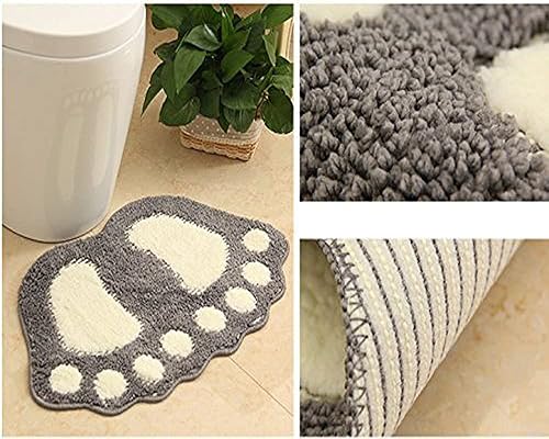 Vista 85 de MIFXIN Tapete de baño antideslizante con pies grandes, absorbente, para baño, inodoro, ducha, cocina, decoración del hogar (gris, 19 x 26 pulgadas)