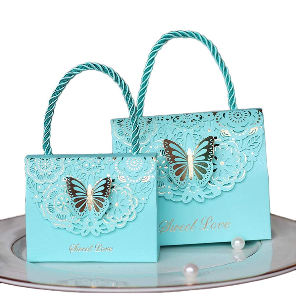 KASTWAVE Elegant Laser Cut Wedding Favor Boxes - 18 Pcs Floral Design Gift Bags for Baby Showers, Parties & Events - Perfect for Candy & Treats