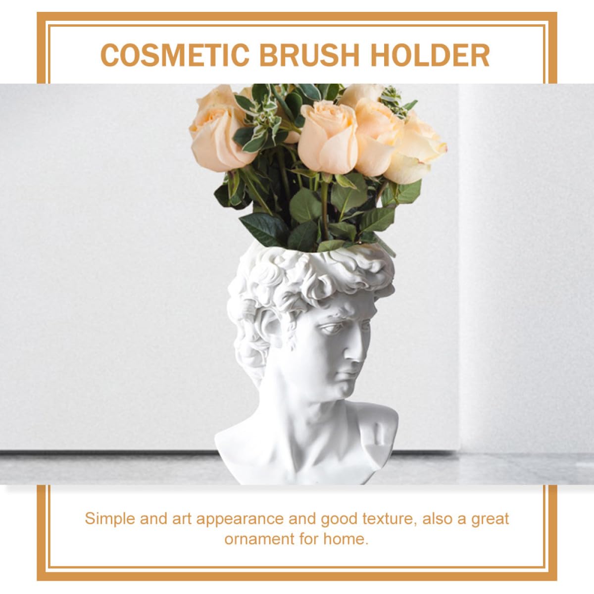 SHINEOFI Vase et Support Pinceaux Maquillage Blanc à Motif de Portrait en Résine 25cm Style Artistique Simple pour Décoration de Bureau pour Maison et Balcon