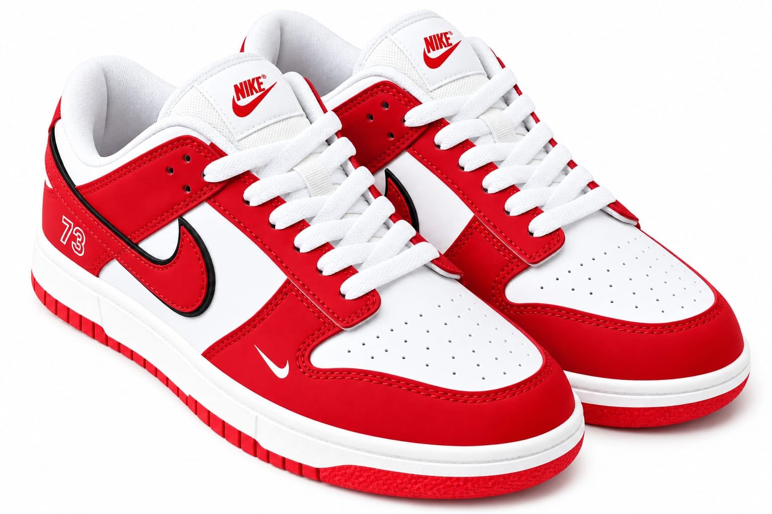 Generic Red & White Casual Lace-Up Sneaker for Men - Image 1