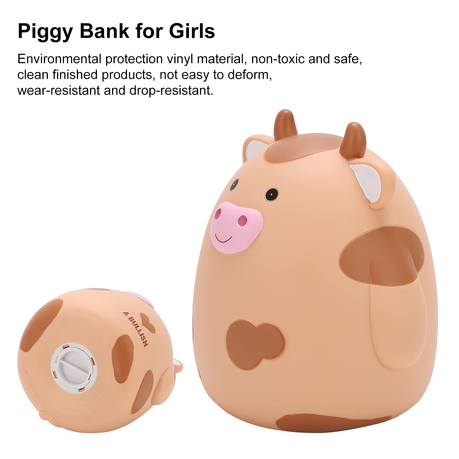 Tirelire Vache En Vinyle Souple - Incassable - Bouchon Bas - Décoration Chambre - Cadeau Enfant Ou Adulte - 14