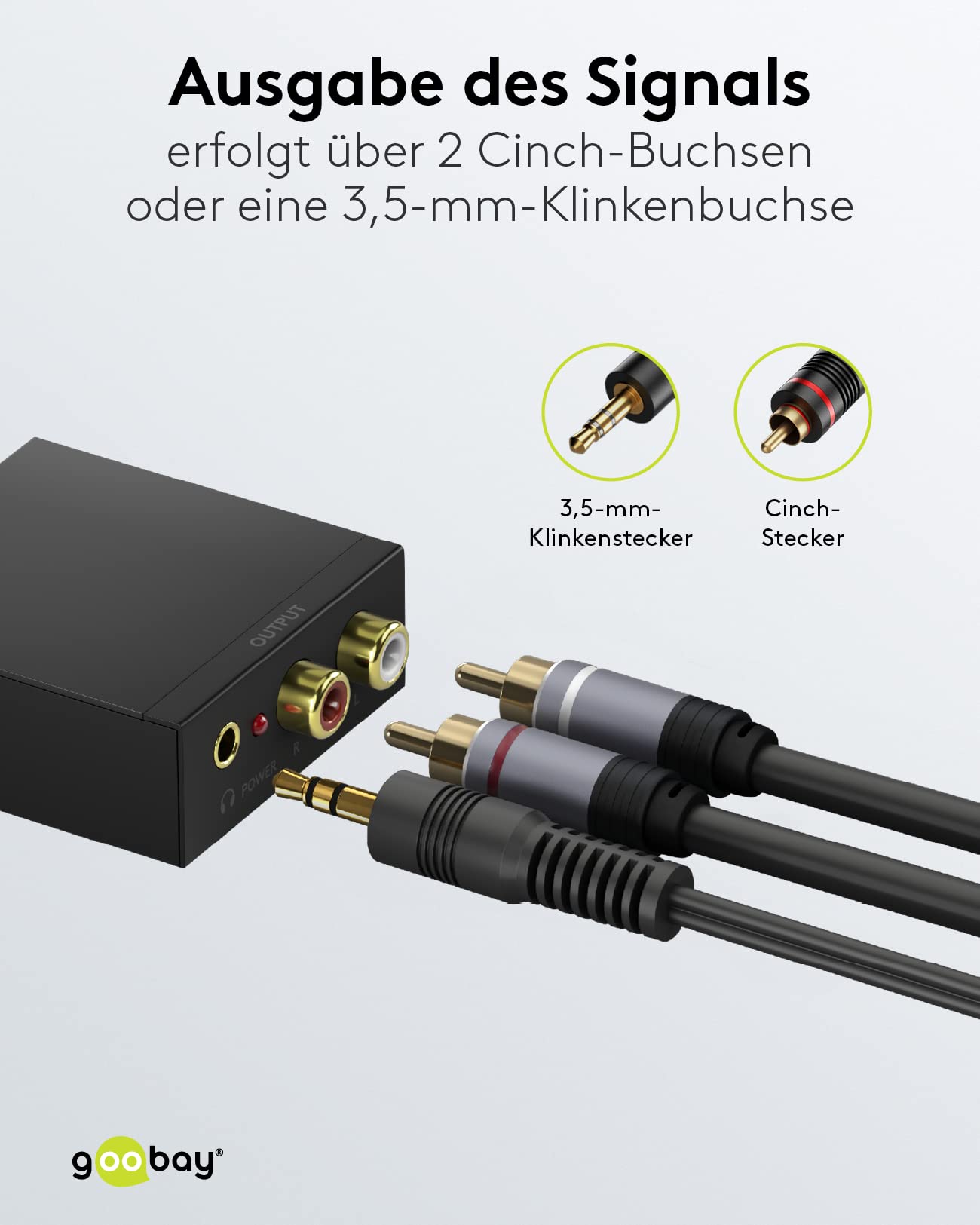 Convertitore Audio Ottico RCA Goobay 11918 - Adattatore Toslink A RCA