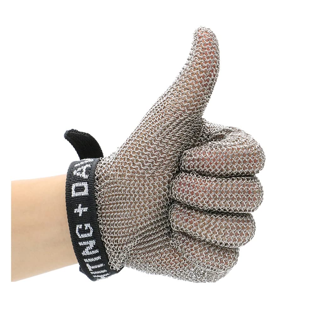 Guantes De Alambre De Acero Inoxidable De Metal, Seguridad Resistentes, Jardinería Al Aire Libre, Brechas De Pescador De Carnicería. (Size : 1 Piece/L)
