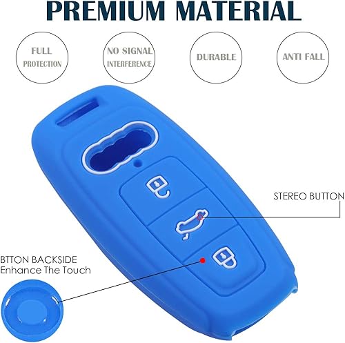 Miniatura 4 de Lcyam Funda de silicona para llavero de 3 botones compatible con 2019 2020 A6 E-Tron Audi A6L A8L A6 A7 A8 Q8 (negro rojo)