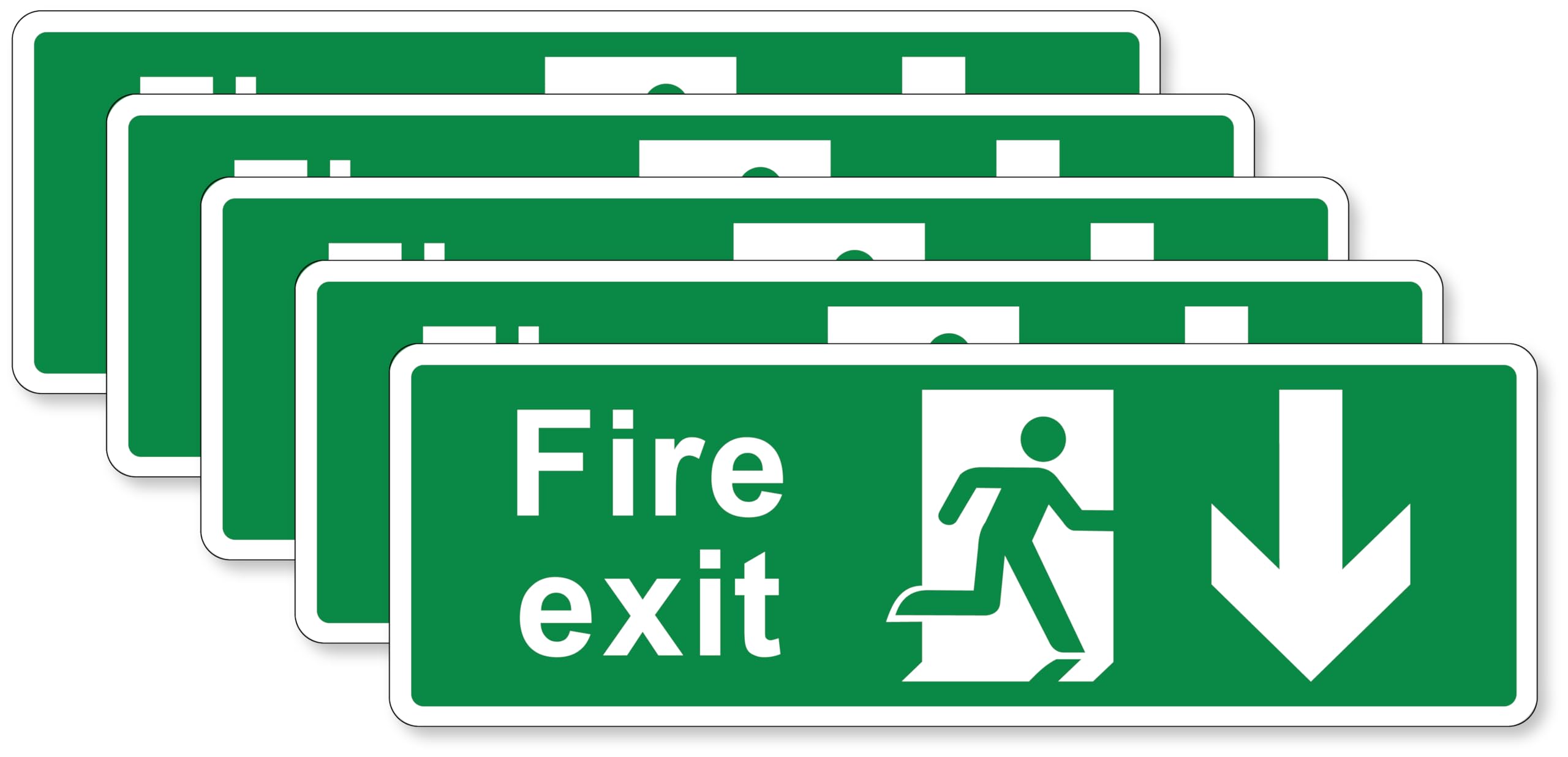 PrintR Fire Exit Down Arrow Sign 300 x 100 mm Self Adhesive Vinyl 5 Pack