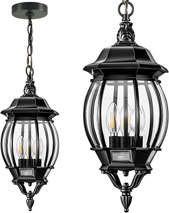 VIANIS 3-Light Large Pendant Light Fixtures with Adjustable Chain, Black
