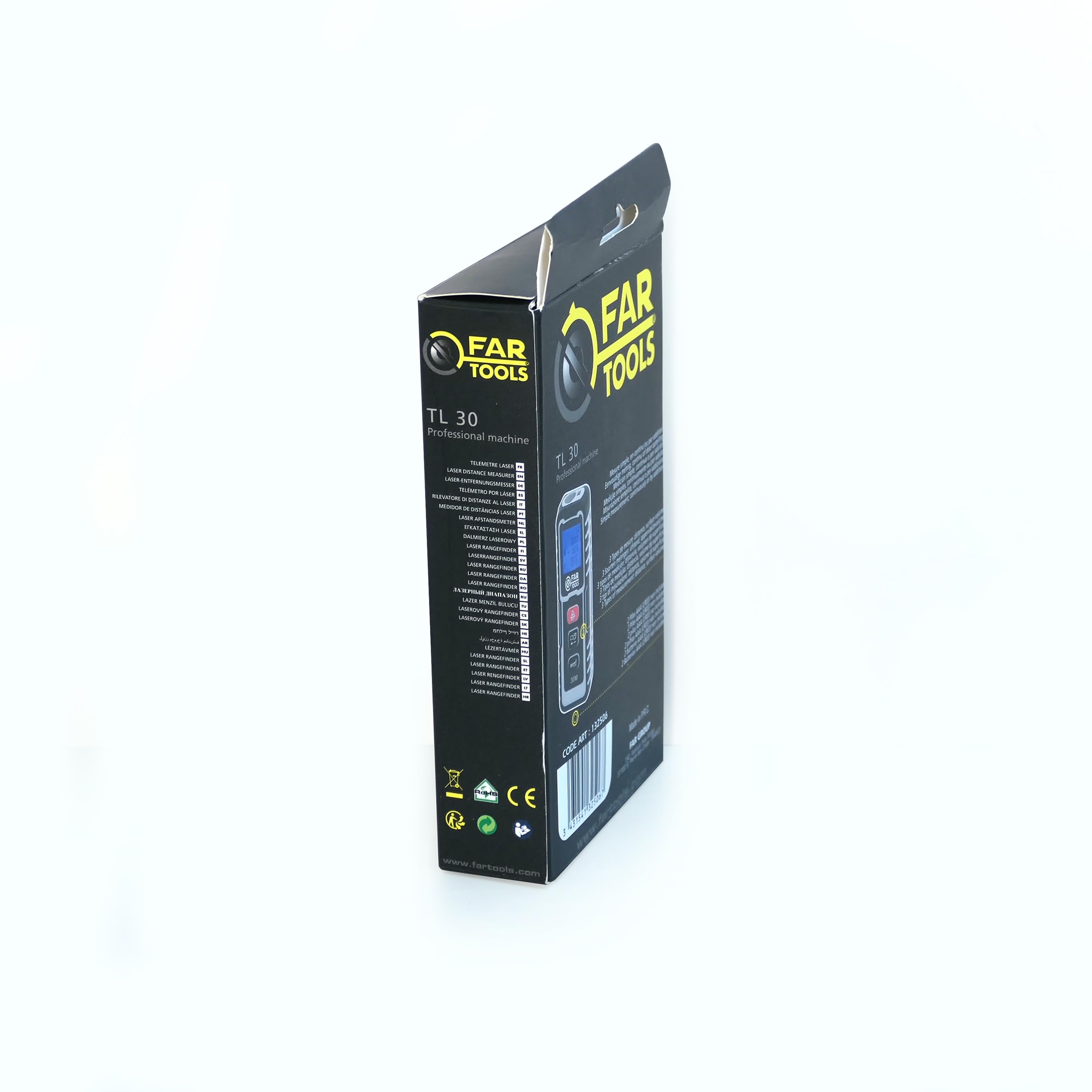 Fartools TL 30 Télémètre laser jusqu'à 30m avec affichage LCD, mesure simple, en continu ou par addition afin de calculer distance, surface et volume