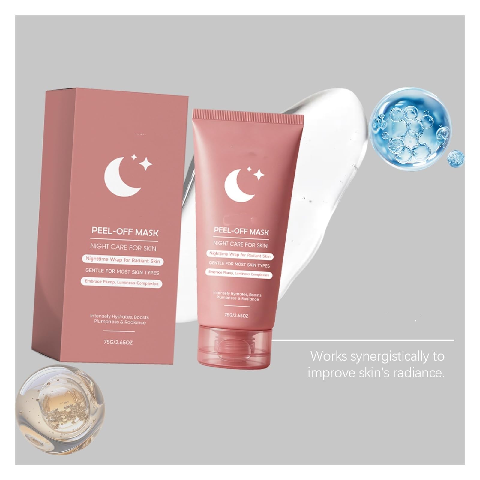 Peel-Off-Maske, 75 g, pflegt Ihr Gesicht | Feuchtigkeitsspendend, Verbesserung der Elastizität, strahlende Pflege(2pcs)