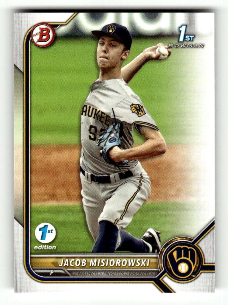 brewers pitcher jacob misiorowski pulled his own limited-edition baseball card Amazon.com: 2022 Bowman Draft 1st Edition #BD-132 Jacob Misiorowski  Milwaukee Brewers RC Rookie Baseball Base Trading Card : Collectibles &  Fine Art